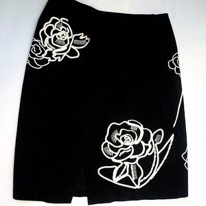 Embroidered black pencil skirt great for dressing down or dressing up